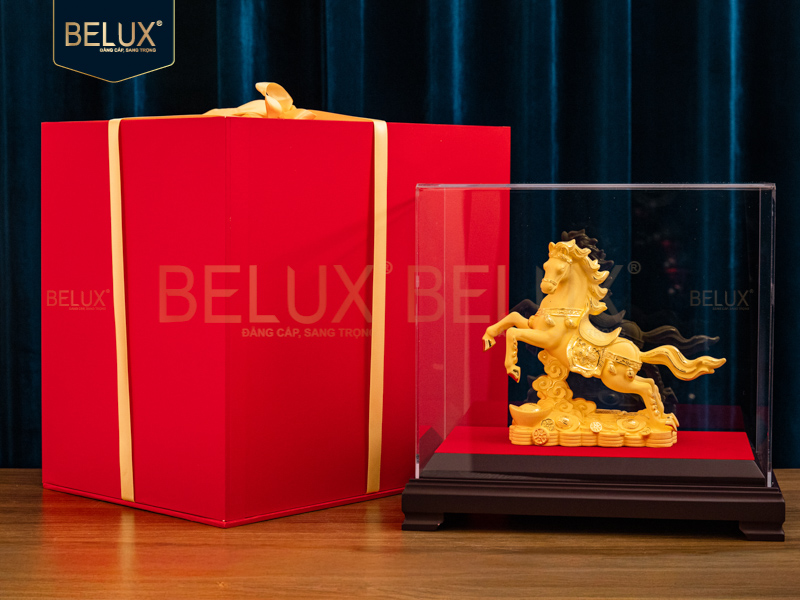 Tượng Ngựa Tài Lộc vàng cát 20x7x17cm